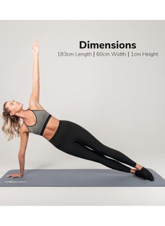 proworks Yoga Mat, Eco Friendly NBR, Non-Slip Exercise Mat with Carry Strap for Yoga, Pilates, and Gymnastics - 183cm x 60cm x 1cm - Gravity Grey  - Image 2