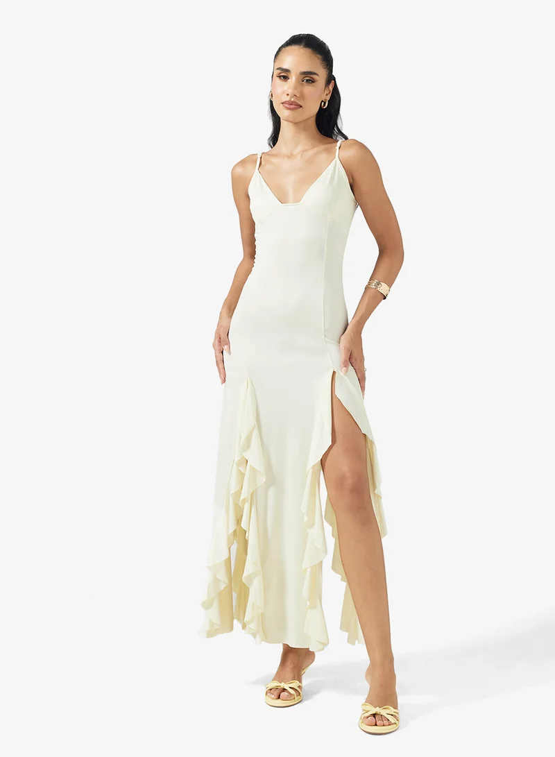 Ginger Strappy Frill Detail Dress