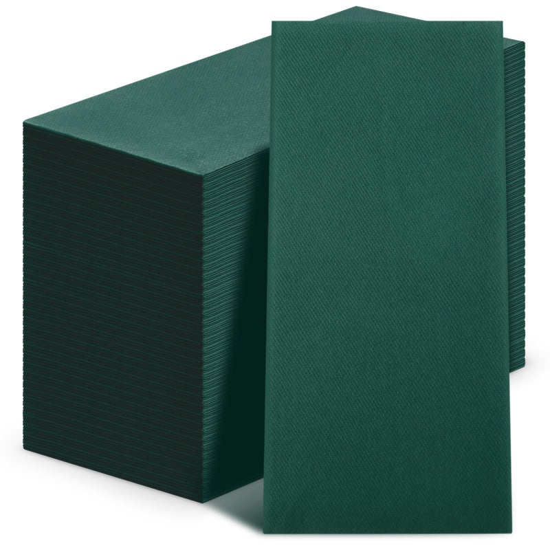 Qilery 50 Pcs Linen Feel Disposable Dinner Napkins Decorative Paper Napkin 17x12 Bulk Colored Soft Paper Hand Towels Absorbent for Guest Thanksgiving Day Kitchen Wedding PartyGreen