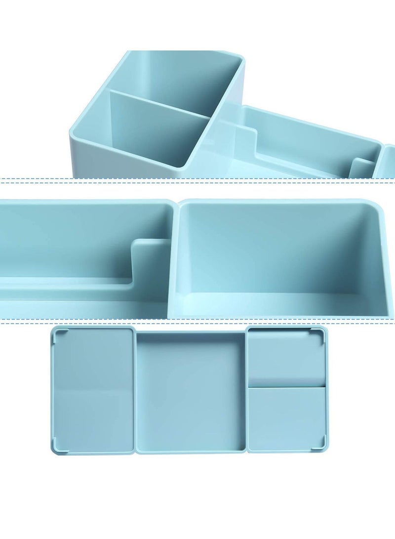 SYOSI Desk Organizer Office Supplies Caddy with Pen Holder, Pen Organizer Pencil Paperclip Holder for Desk Office, School and Home, 6 Compartments, Blue - Image 4