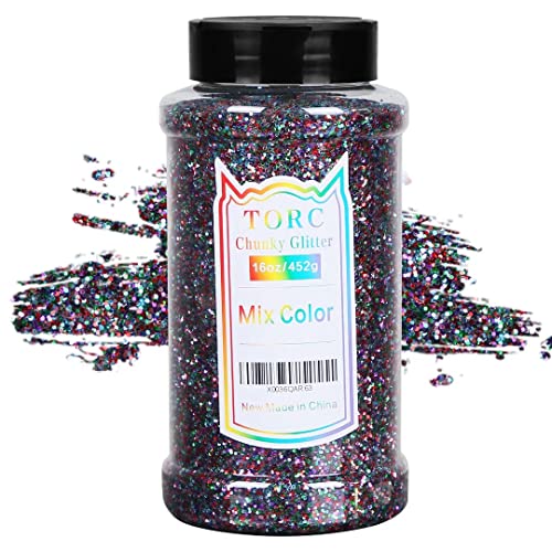 TORC Mix Colors Chunky Glitter 1 Pound 16 OZ Glitter for Resin Crafts Tumblers Cosmetic Makeup Nail Art Festival Decoration - Image 1