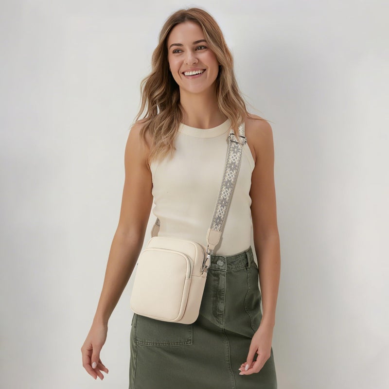 KALIDI RFID Phone Bag Small Crossbody Bag Women Shoulder Purse Vegan Leather Zipper Pockets Travel Shopping Daily (BEIGE) - Image 2