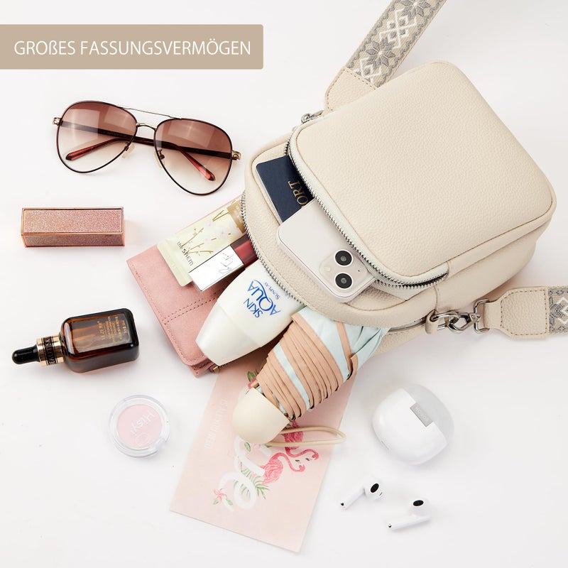 KALIDI RFID Phone Bag Small Crossbody Bag Women Shoulder Purse Vegan Leather Zipper Pockets Travel Shopping Daily (BEIGE) - Image 3
