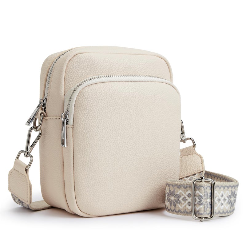 KALIDI RFID Phone Bag Small Crossbody Bag Women Shoulder Purse Vegan Leather Zipper Pockets Travel Shopping Daily (BEIGE) - Image 1
