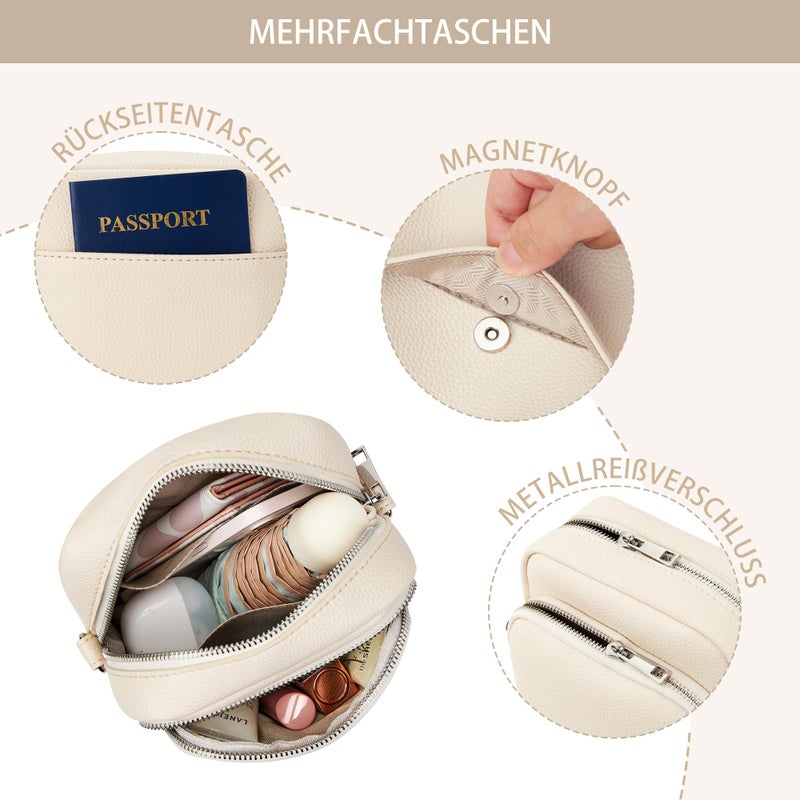 KALIDI RFID Phone Bag Small Crossbody Bag Women Shoulder Purse Vegan Leather Zipper Pockets Travel Shopping Daily (BEIGE) - Image 4