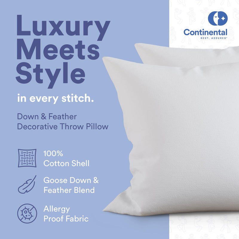 Continental Bedding Continental Bedding 50/50 Decorative Inser Throw Pillow  20x20  White  - Image 3