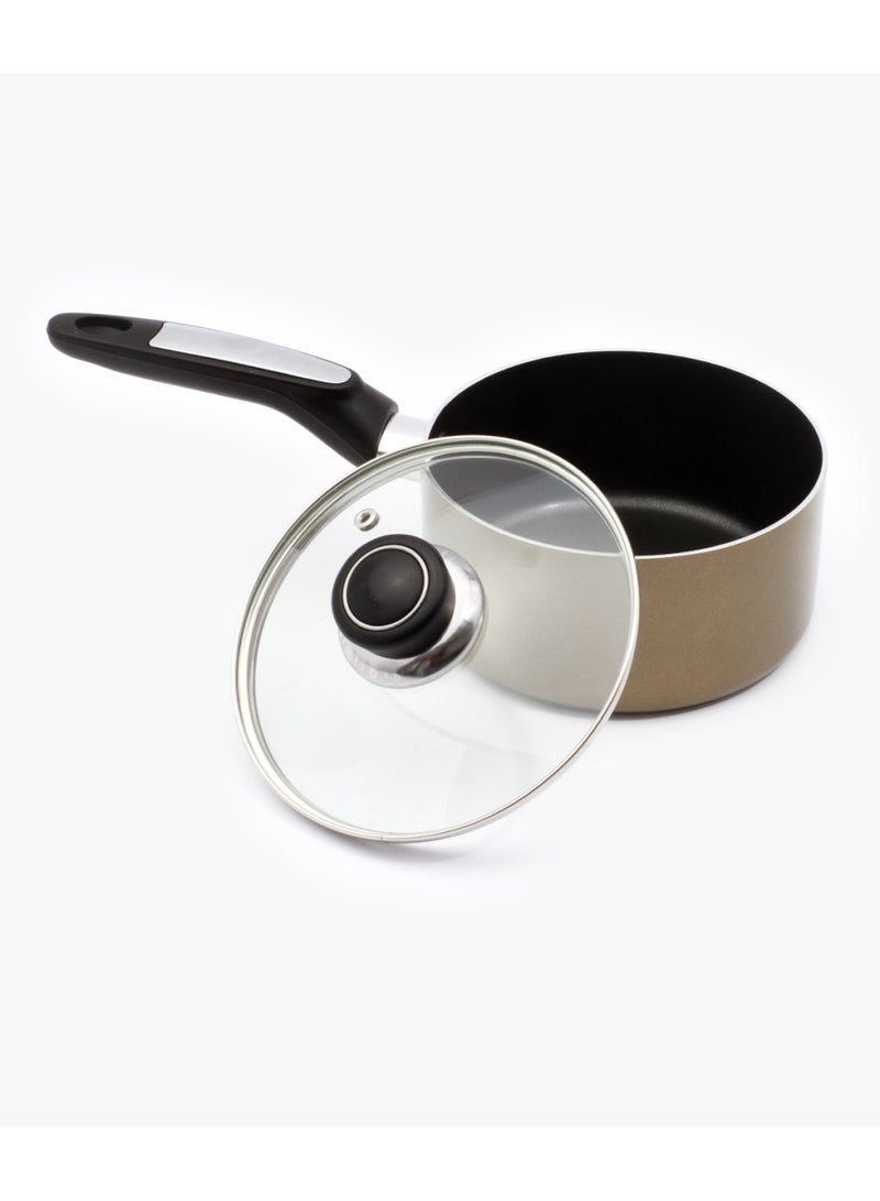 Royalford Sauce Pan With Lid Gold/Black/Clear 16cm - Image 3