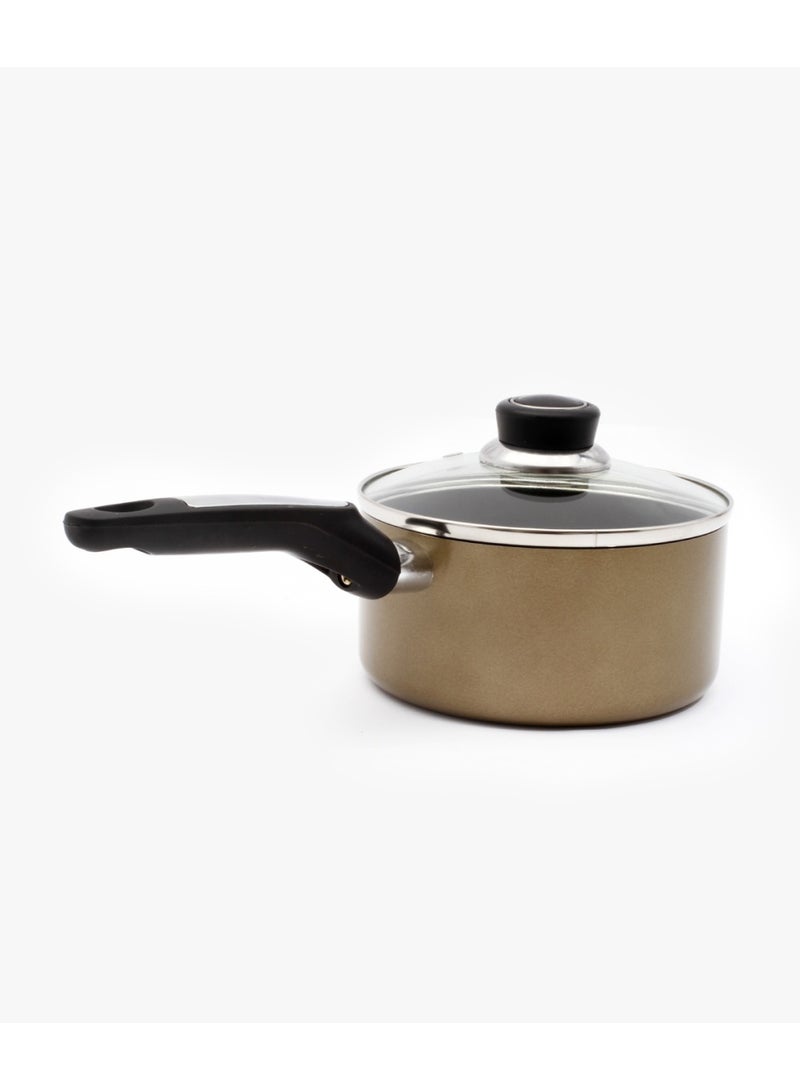 Royalford Sauce Pan With Lid Gold/Black/Clear 16cm - Image 2