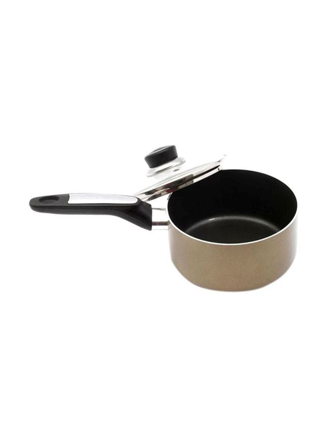 Royalford Sauce Pan With Lid Gold/Black/Clear 16cm - Image 1