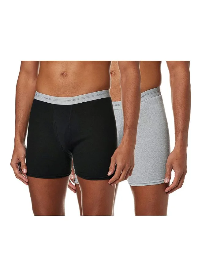 Hanes Hanes Mens 2 Pack Exposed Waistband Dyed Boxer Briefs
