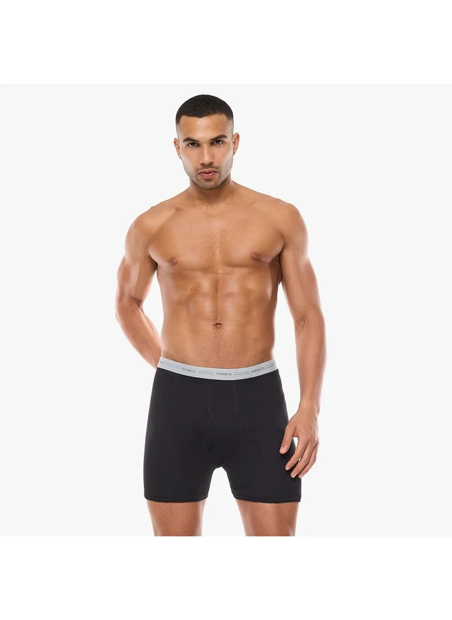 هينز Hanes Mens 2 Pack Exposed Waistband Dyed Boxer Briefs