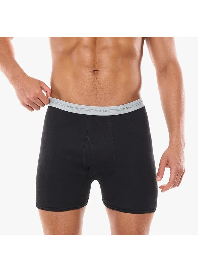 هينز Hanes Mens 2 Pack Exposed Waistband Dyed Boxer Briefs