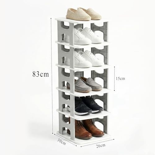 VERAT 6-Tier Shoes Rack/Foldable Shoe Rack/Adjustable Shoe Organizers/Shoe Rack Plastic/Shoe Stand Foldable/Multipurpose Footwear Stand for Home/Closet for Toys/Shoes/Slipers/Storage Organizer(Grey) - Image 2