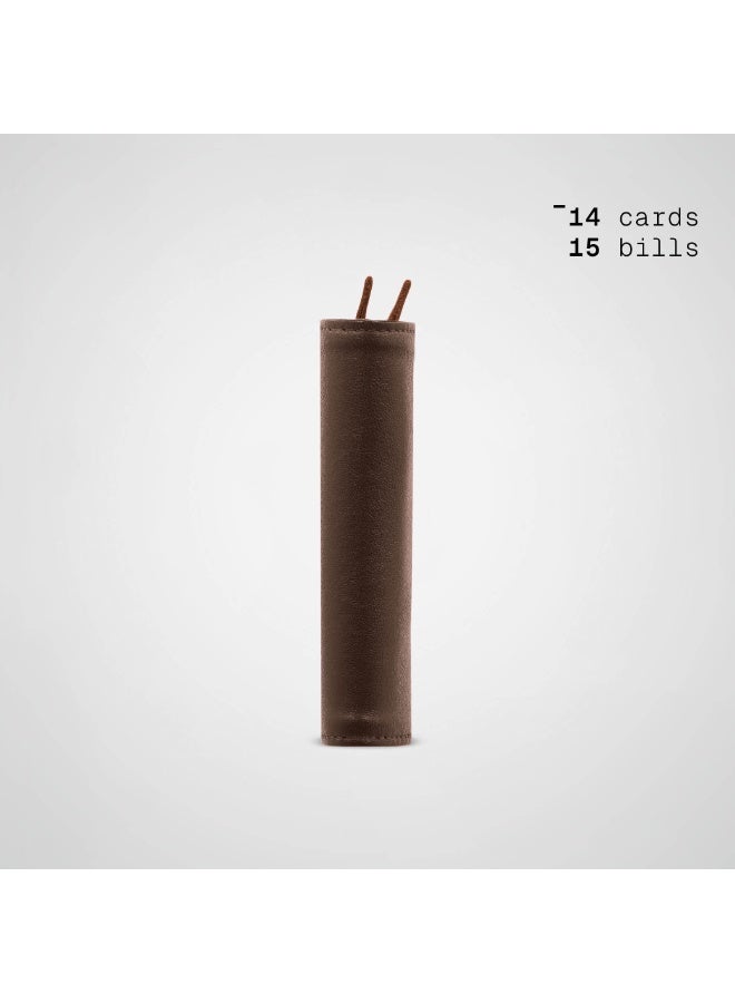 The Frenchie Co. Speed Wallet | Ultra Slim Front Pocket Wallet for Men & Women | RFID Blocking Quick-Access Card Holder with Pull Tab | Full-Grain Italian Leather Minimalist Design | Holds up to 14 Cards & Cash (Mocha-Tan) - Image 3