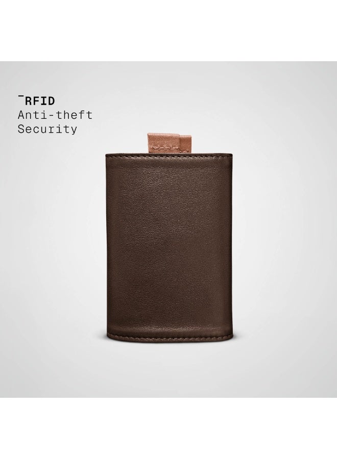The Frenchie Co. Speed Wallet | Ultra Slim Front Pocket Wallet for Men & Women | RFID Blocking Quick-Access Card Holder with Pull Tab | Full-Grain Italian Leather Minimalist Design | Holds up to 14 Cards & Cash (Mocha-Tan) - Image 4