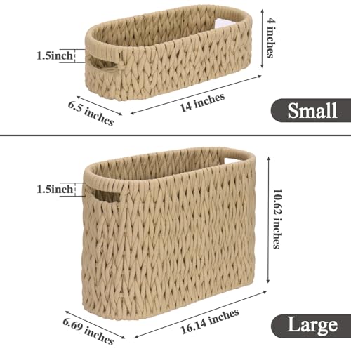 Jukercici Boho Toilet Paper Storage Baskets Cotton Rope Woven Bathroom Basket Set of 2 Standing Toilet Paper Holder for 6 Mega RollsStorage Bins for Toilet Tank Top Bathroom Organizer Decor Brown 2 Pack - Image 3