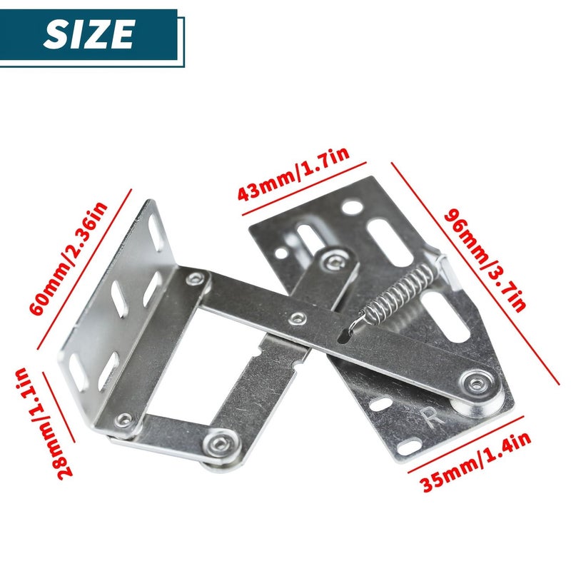 2Pcs Under Mount Flip Up Tray Hinge for Kitchen Drawer Bathroom Cabinet Storage Box - Image 2