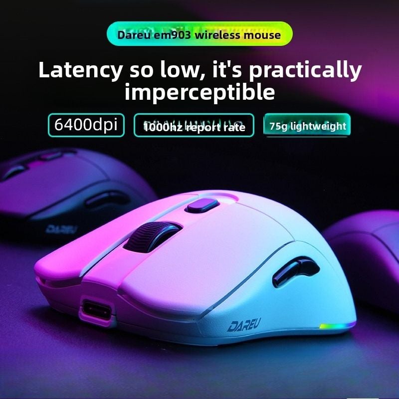 Dareu Em903 Wireless Gaming Mouse Lightweight Rgb, White Smoke Green - Image 2