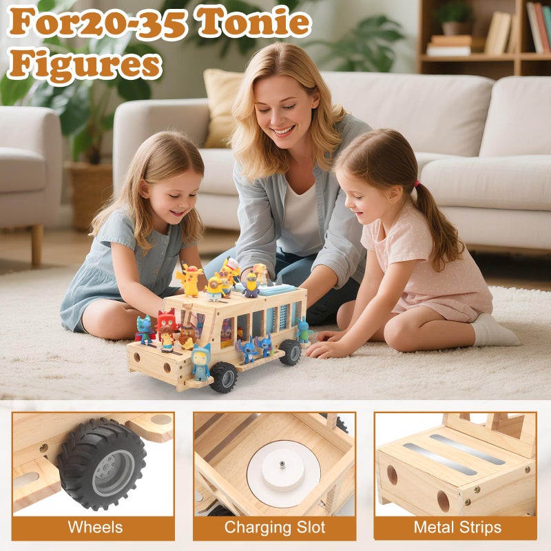Taladad Upgrade Shelf for Toniebox 2 and Toniebox 1 Tonie Figures Characters Storage,Magnetic for Creative Tonie Box, Wooden Magnetic Shelf for Kids - Image 4
