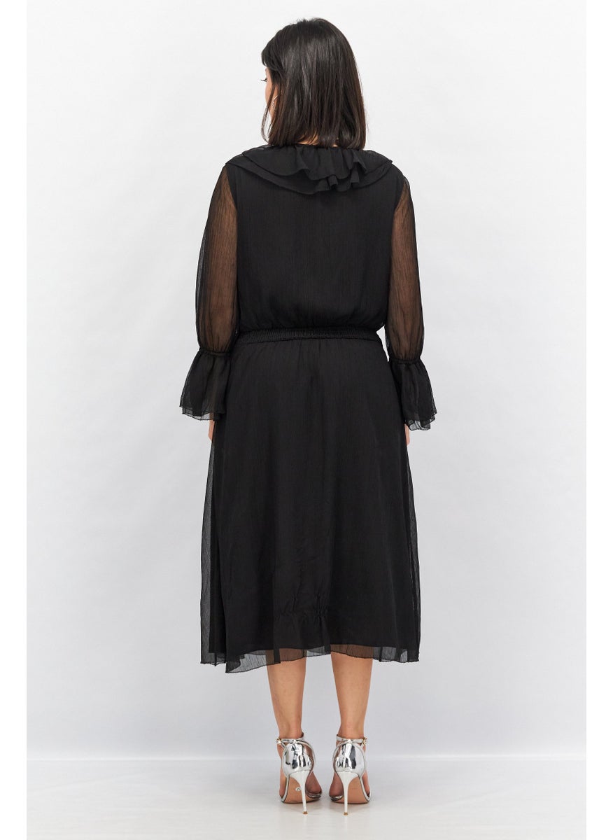VERO MODA - Women Textured Midi Dress, Black - Image 1
