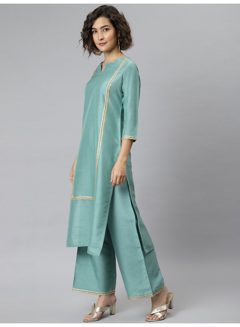 Miss Noor Indian Women Ethnic Zoya Kurta And Palazzo Set  - Image 3