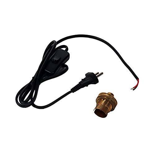 Yashasvi B22 Brass lamp Holder with 90 Inches Long Wire with On/Off Bed Switch Button Wire for Table lamp or lamp Base - Image 1