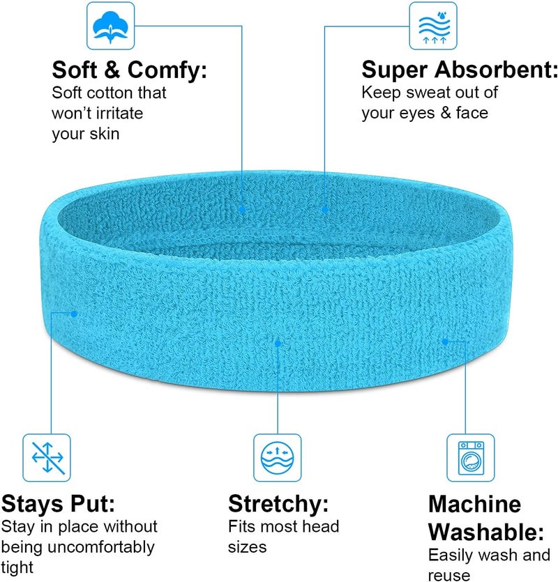 Favofit Sweat Band Headband Wristbands for Men - Head Wrist Sweatband Set for Women Kids Boys Girls - Ideal for Sports Athletics Event Workout Exercise Basketball Running Tennis Football - Image 2