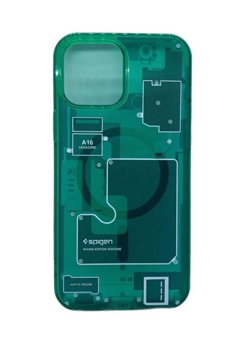 Transparent Circuit Board Design Case Compatible With iPhone 14 Pro Max green