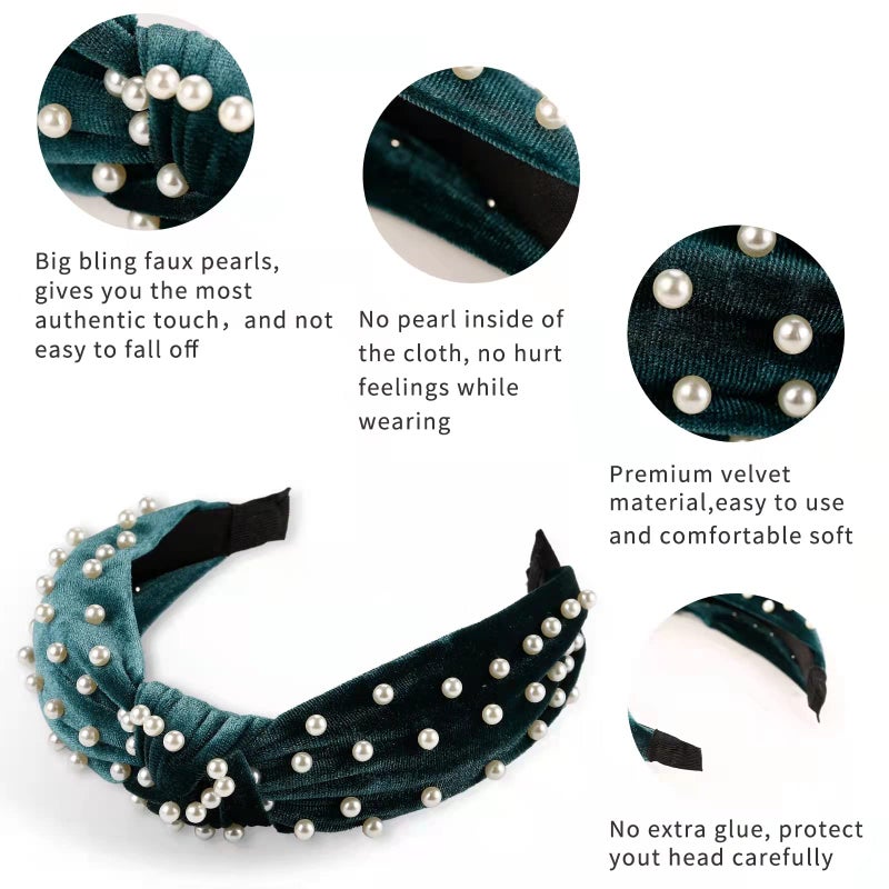 LOVNFC Womens Headbands, 6Pcs Knotted Head Bands No Slip Fashion for Girls Wide Top Knot Turban Velvet Hair Hoops - Image 3