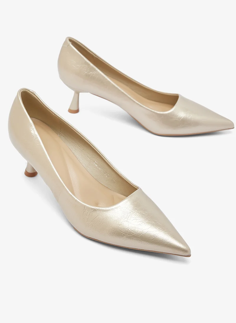 Ella Gold Classic Kitten Heel Pumps for Women | Best Price UAE