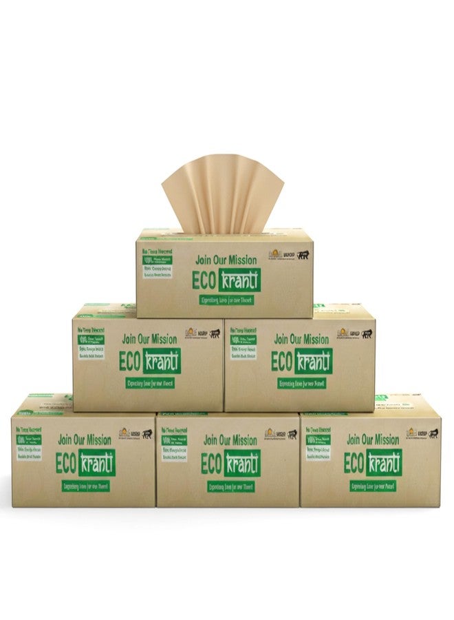 Eco Kranti - Bamboo Facial Tissue Paper Box | 100 Pulls x 6 Packs | 100% Natural | Soft & Absorbent Face Tissues | Biodegradable, Compostable & Eco-Friendly | Travel-Friendly Napkins - Image 1