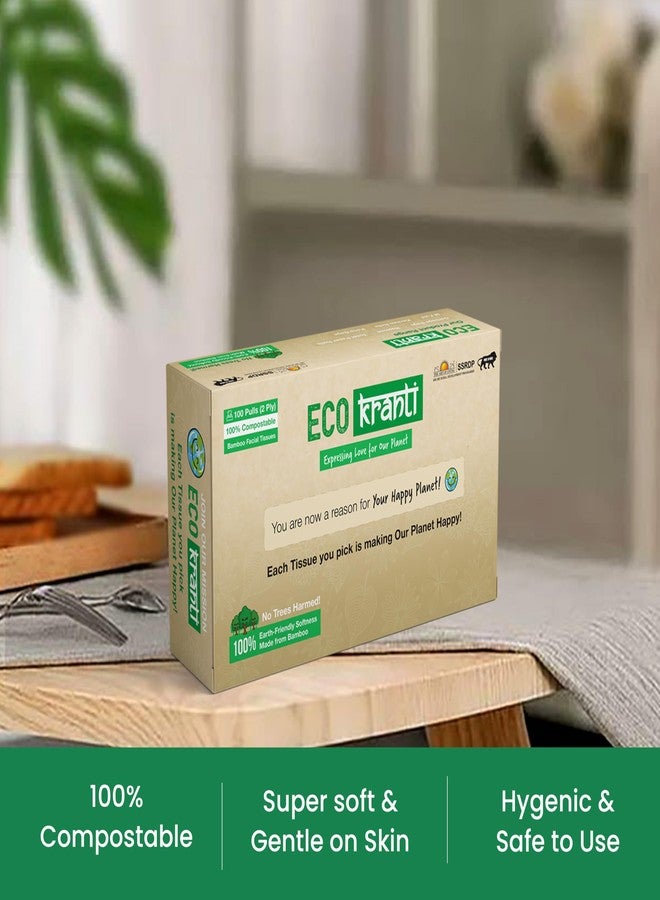Eco Kranti - Bamboo Facial Tissue Paper Box | 100 Pulls x 6 Packs | 100% Natural | Soft & Absorbent Face Tissues | Biodegradable, Compostable & Eco-Friendly | Travel-Friendly Napkins - Image 2