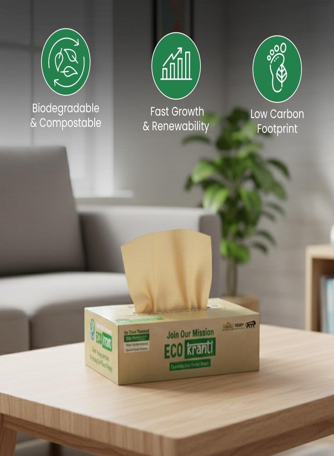 Eco Kranti - Bamboo Facial Tissue Paper Box | 100 Pulls x 6 Packs | 100% Natural | Soft & Absorbent Face Tissues | Biodegradable, Compostable & Eco-Friendly | Travel-Friendly Napkins - Image 3