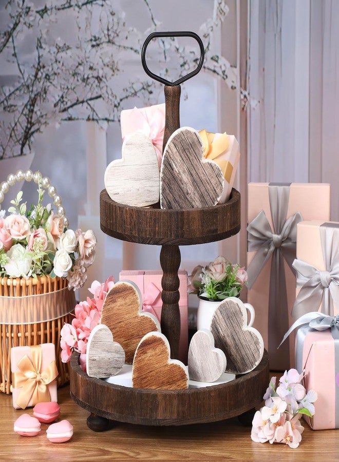 GlikCeil 7 Pcs Valentines Freestanding Wood Heart Signs, Farmhouse Valentines Day Tiered Tray Decor for The Home, Table, Mantel, Floating Shelf, Valentines Party (Cute) - Image 4