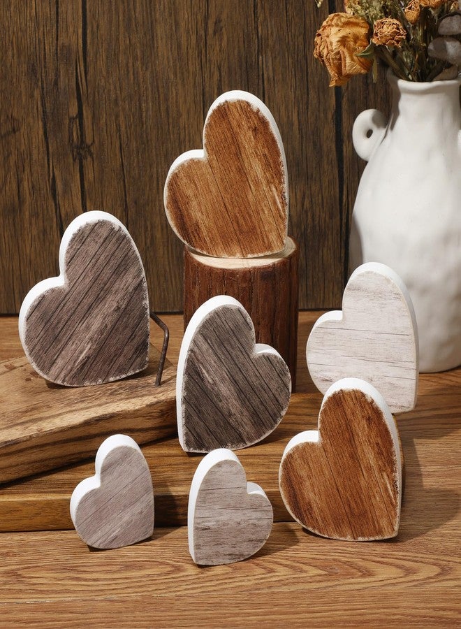 GlikCeil 7 Pcs Valentines Freestanding Wood Heart Signs, Farmhouse Valentines Day Tiered Tray Decor for The Home, Table, Mantel, Floating Shelf, Valentines Party (Cute) - Image 1