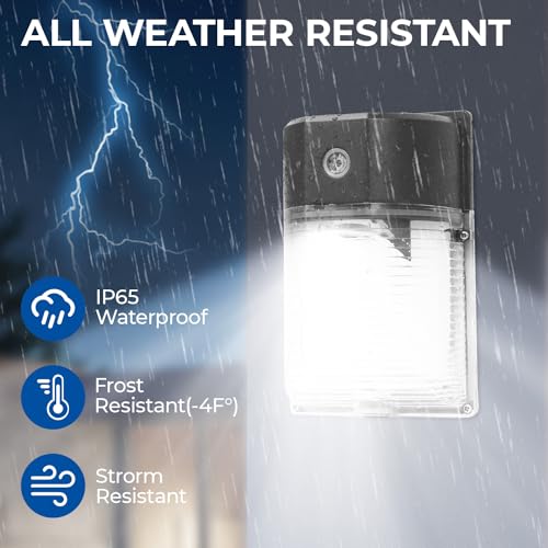 CINOTON 26W LED Wall Pack Light with Dusk to Dawn Sensor, 3000LM [100-277Vac] LED Wall Lights IP65 Waterproof Outdoor Security Flood Lighting for Garage Warehouse Garden 5000K-Daylight 2 Pack - Image 3