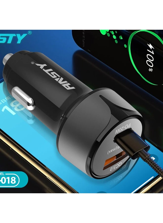 ANSTY CAR-018 High-Speed Car Charger - Dual Port (PD & QC 3.0), Intelligent Power Delivery, and Compact Metal Design - Image 2