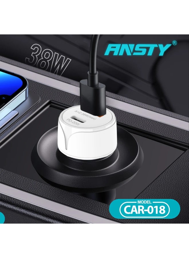 ANSTY CAR-018 High-Speed Car Charger - Dual Port (PD & QC 3.0), Intelligent Power Delivery, and Compact Metal Design - Image 5