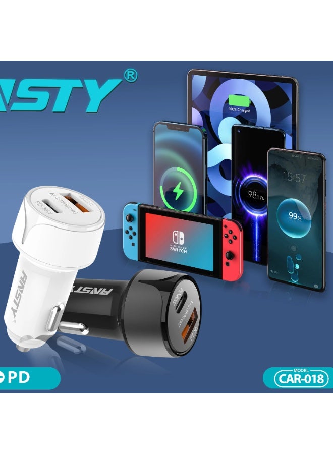 ANSTY CAR-018 High-Speed Car Charger - Dual Port (PD & QC 3.0), Intelligent Power Delivery, and Compact Metal Design - Image 3
