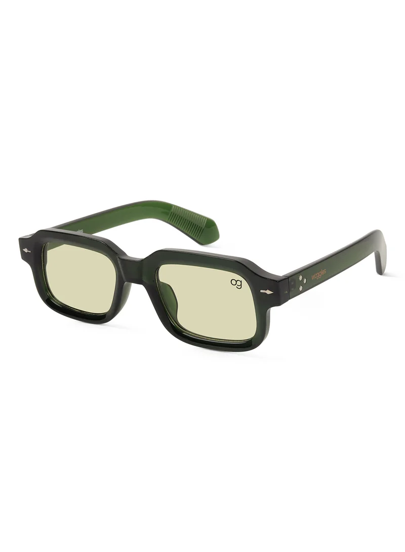 Woggles Designer Green Square Sunglasses| Men & Women| 100% Uv Protection