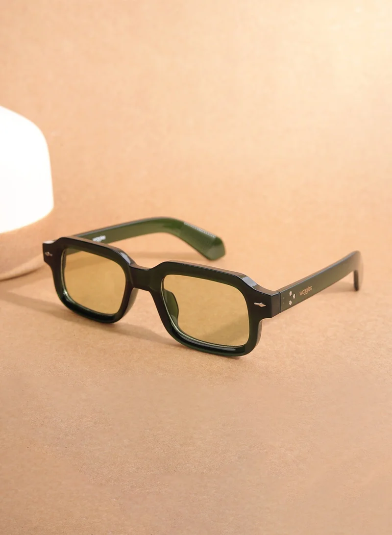 Woggles Designer Green Square Sunglasses| Men &amp; Women| 100% Uv Protection