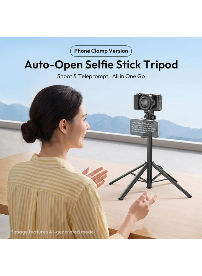 ULANZI SK32 Selfie Stick Tripod, One-Click Open & Lift-Close Phone Holder, 4-Leg Stable Support 71'' Extendable, Aluminum Alloy Travel Tripod for iPhone Android Smartphone Camera, Black - Image 2
