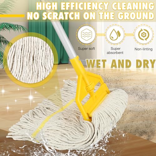 VOUBIEN Commercial Mop Industrial Cotton Mop with Extra Replacement Head,Looped-End Heavy Duty String Wet Mops with Long Handle for Home,Garage,Office, Workshop, Warehouse Floor Cleaning - Image 2