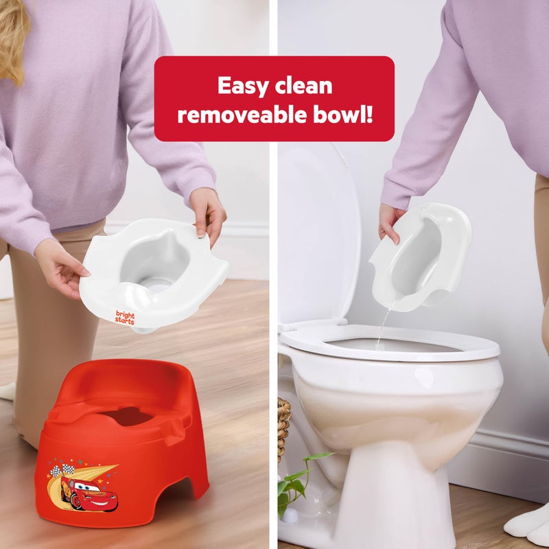 Bright Starts Disney and Pixar Cars Full Comfort Potty Training Toilet, Easy Clean Removable Bowl, Splash Guard, High Back for Comfort & Stability, Toddlers up to 50 lbs - Image 3