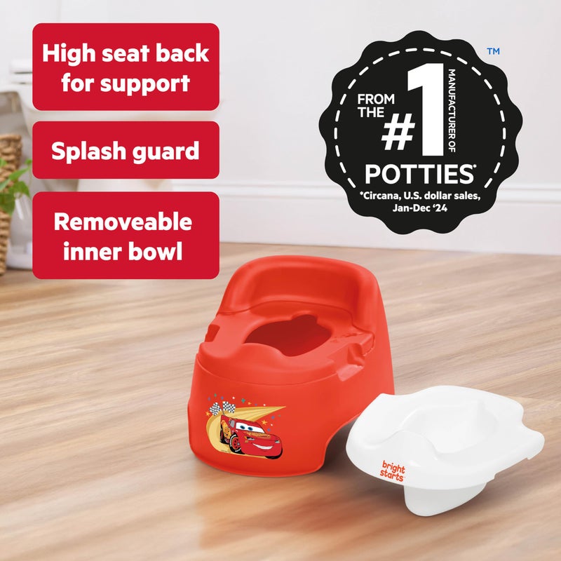 Bright Starts Disney and Pixar Cars Full Comfort Potty Training Toilet, Easy Clean Removable Bowl, Splash Guard, High Back for Comfort & Stability, Toddlers up to 50 lbs - Image 2