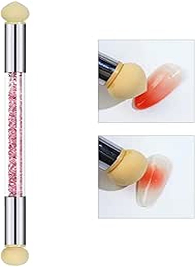 ZJchao 6 Colours Nail Art Pen, Double-Ended Nail Art Brush Glitter Powder Picking Dotting Pen Brush Sponge Heads Tool for Nail Art Patterns (01) 