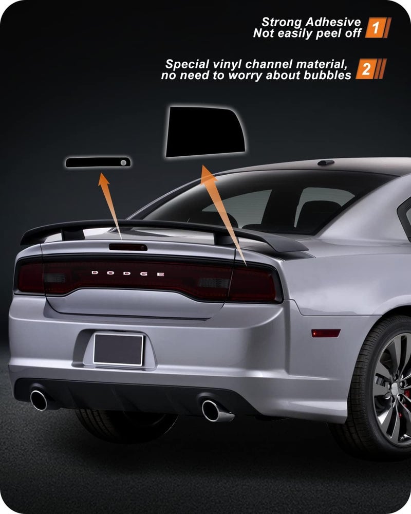 NDRUSH Tail Light Tint Vinyl Blackout Rear Light Tint Film Precut Overlay Wrap Cover Compatible with 2011-2014 Dodge Charger - Image 3