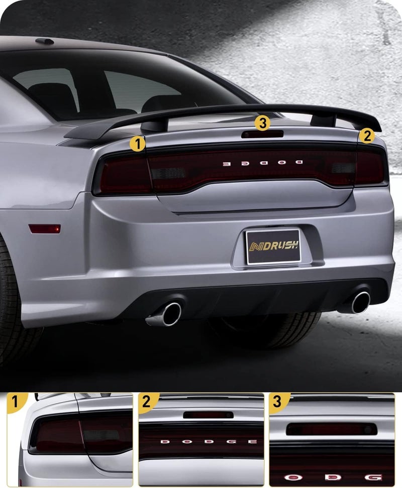 NDRUSH Tail Light Tint Vinyl Blackout Rear Light Tint Film Precut Overlay Wrap Cover Compatible with 2011-2014 Dodge Charger - Image 2