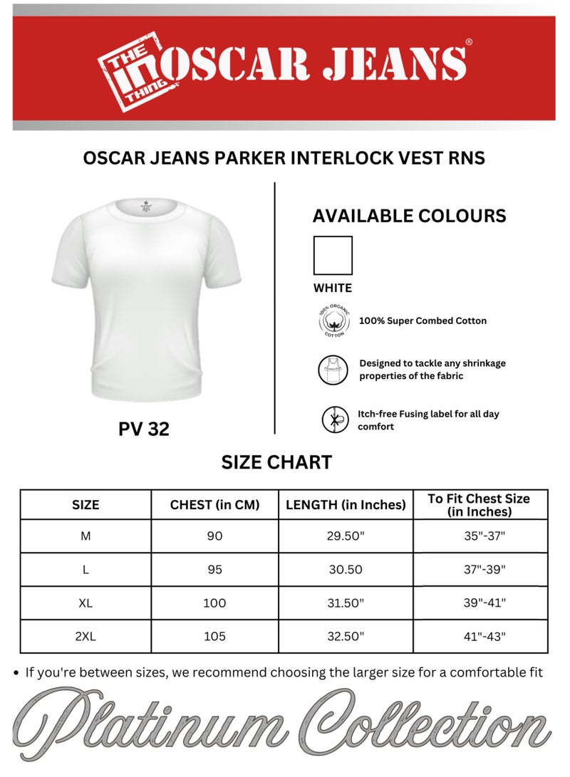 OSCAR JEANS Platinum Collection Double-Knit 100% Cotton Mens Vest Undershirt T-Shirt Ultrasoft Breathable Short Sleeve Pack of 3  - Image 4