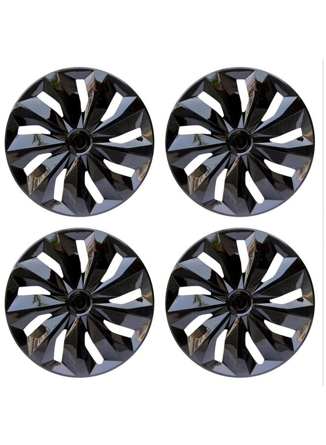 4PCS Hubcap Wheel Cover Replacement R16 Hub Caps Universal Wheel Rim Cover Material Exterior Accessories Snap On Car Truck (16-Inch,Black) - Image 1